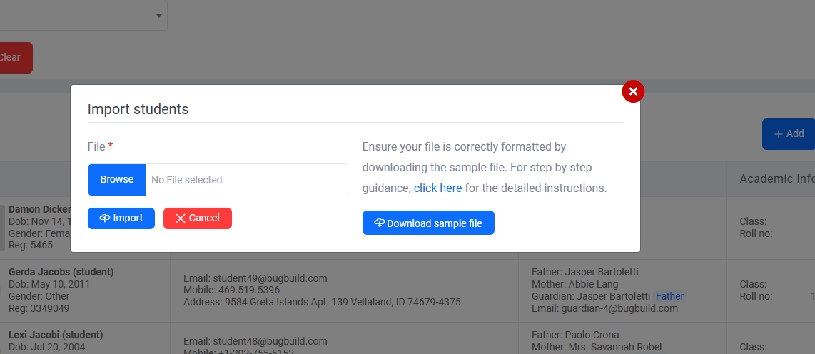 Import Students Modal