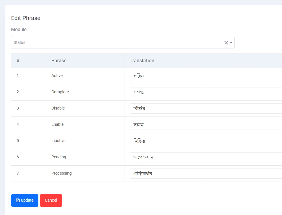 Edit Translated Phrases
