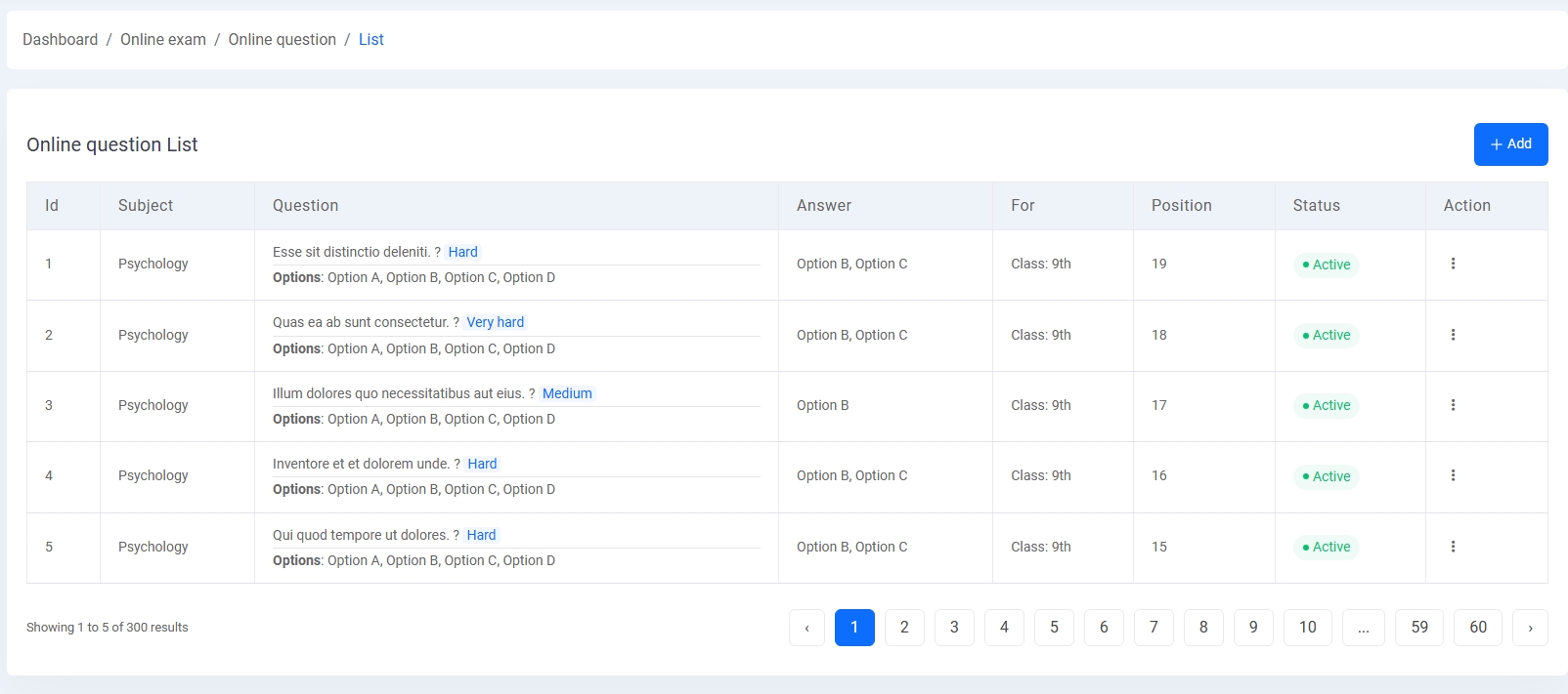 Online Question List