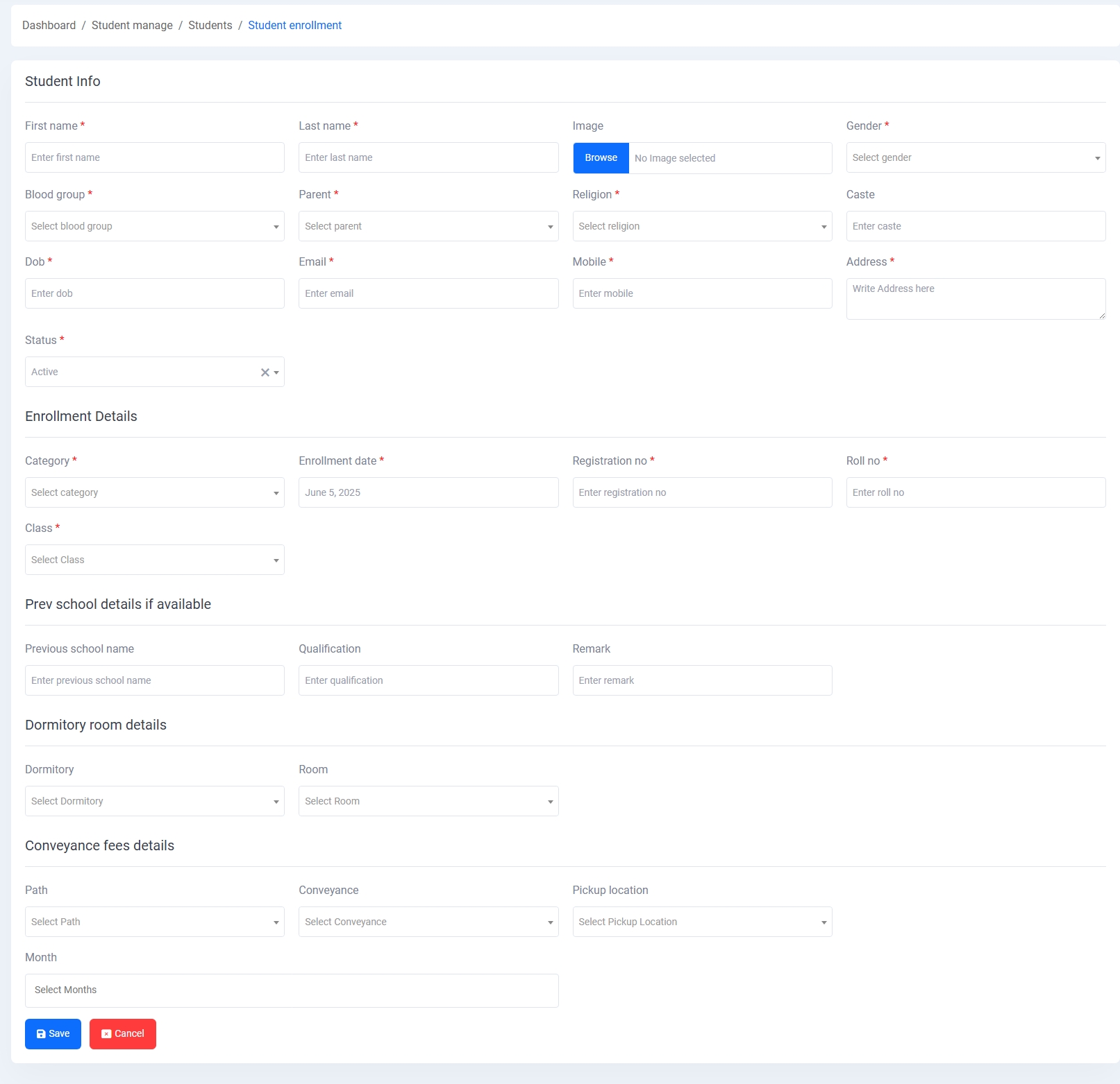 Student Enrollment Form